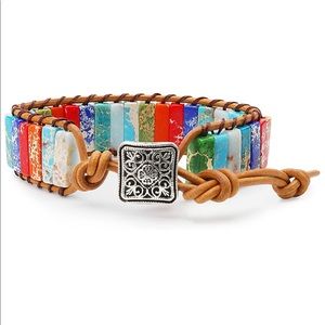Leather Boho Fresh Stones Bracelet NEW